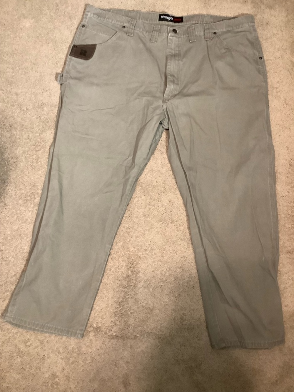Wrangler Riggs Workwear Jeans Mens 46X30 Brown Cargo Straight Leg Denim Pants